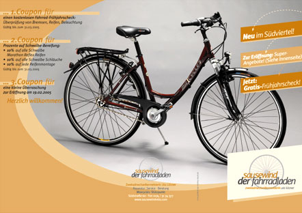 Flyer für den Fahrradladen Sausewind